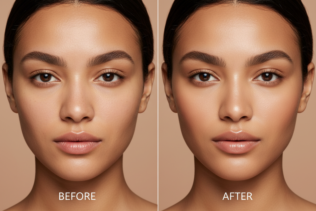 Foundation 25 Medium Warm - Before & After